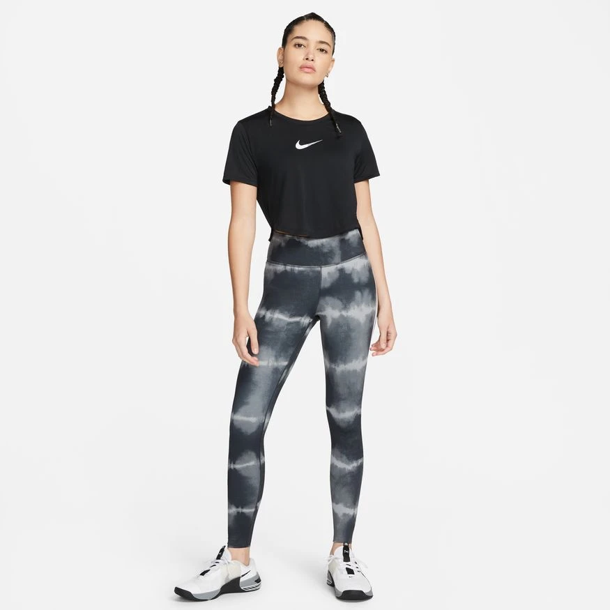 Nike Women's One Luxe Mid-Rise Printed Leggings (010 - Black/White/Clear) 5 Nike Women's One Luxe Mid-Rise Printed Leggings (010 - Black/White/Clear) - Image 5