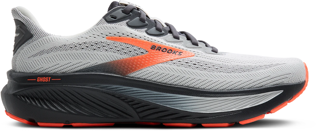 BROOKS Men's Ghost 17 (048 - Oyster Mushroom/Orange/Ebony) 1 BROOKS Men's Ghost 17 (048 - Oyster Mushroom/Orange/Ebony)