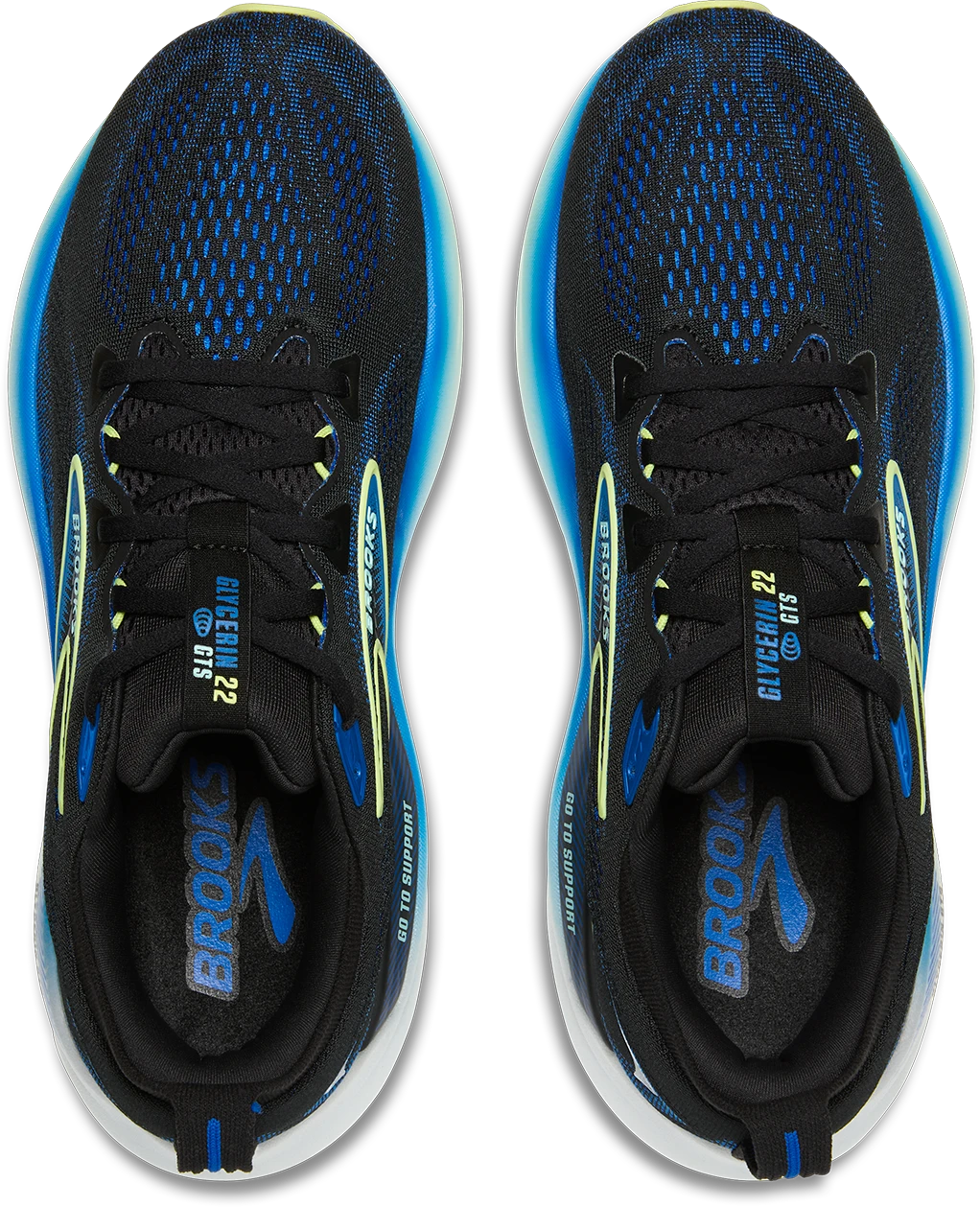 BROOKS Men's Glycerin GTS 22 (002 - Black/Cobalt/Neo Yellow) 4 BROOKS Men's Glycerin GTS 22 (002 - Black/Cobalt/Neo Yellow) - Image 4