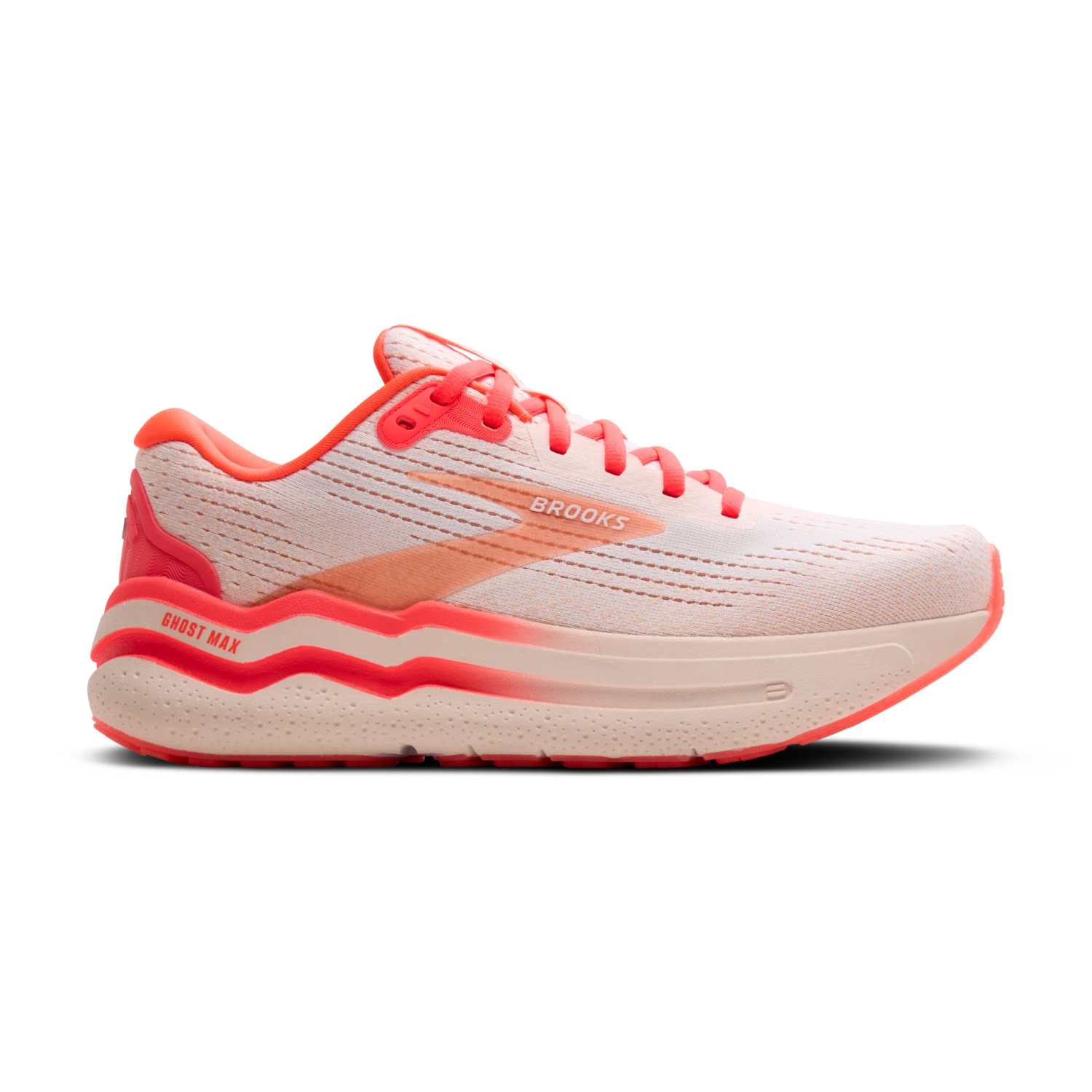 BROOKS Women's Ghost Max 2 "Hyper Glow" (173 - White/Peach/Coral) 1 BROOKS Women's Ghost Max 2 "Hyper Glow" (173 - White/Peach/Coral)