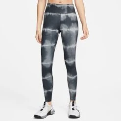 Nike Women's One Luxe Mid-Rise Printed Leggings (010 - Black/White/Clear)