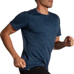 BROOKS Men’s Luxe Short Sleeve (412 - Heather Blue Slate) -TCRunning Shop 211498 412 MV Luxe Short Sleeve