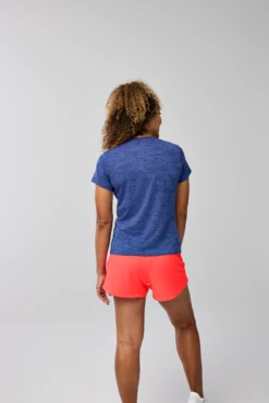 Brooks Women’s Luxe Short Sleeve Performance Tee - Htr Midnight -TCRunning Shop 221659 461 MB Luxe Short Sleeve