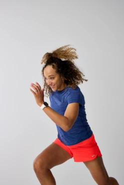 Brooks Women’s Luxe Short Sleeve Performance Tee - Htr Midnight -TCRunning Shop 221659 461 MV 1 Luxe Short Sleeve