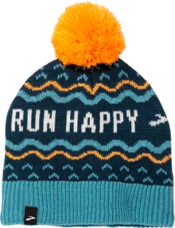 BROOKS Unisex Heritage Pom Beanie (491 - Storm Blue/Rum Happy)