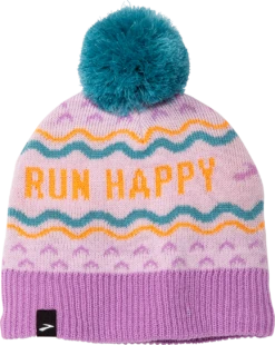 BROOKS Unisex Heritage Pom Beanie (541 - Light Purple/Run Happy)