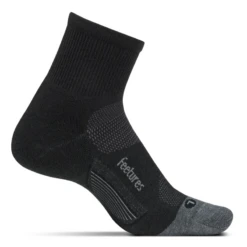 Feetures Merino 10 Cushion Quarter Performance Socks - Charcoal