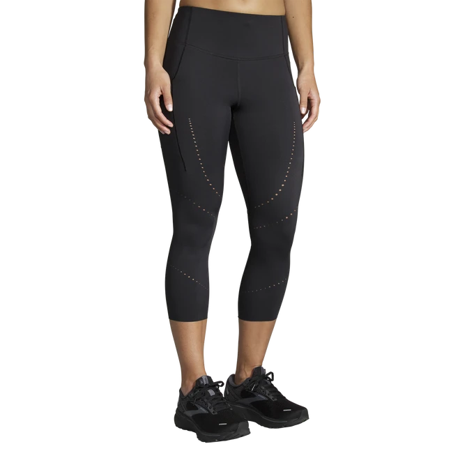 BROOKS Women's Method 3/4 Running Tight - Black 2 BROOKS Women's Method 3/4 Running Tight - Black - Image 2