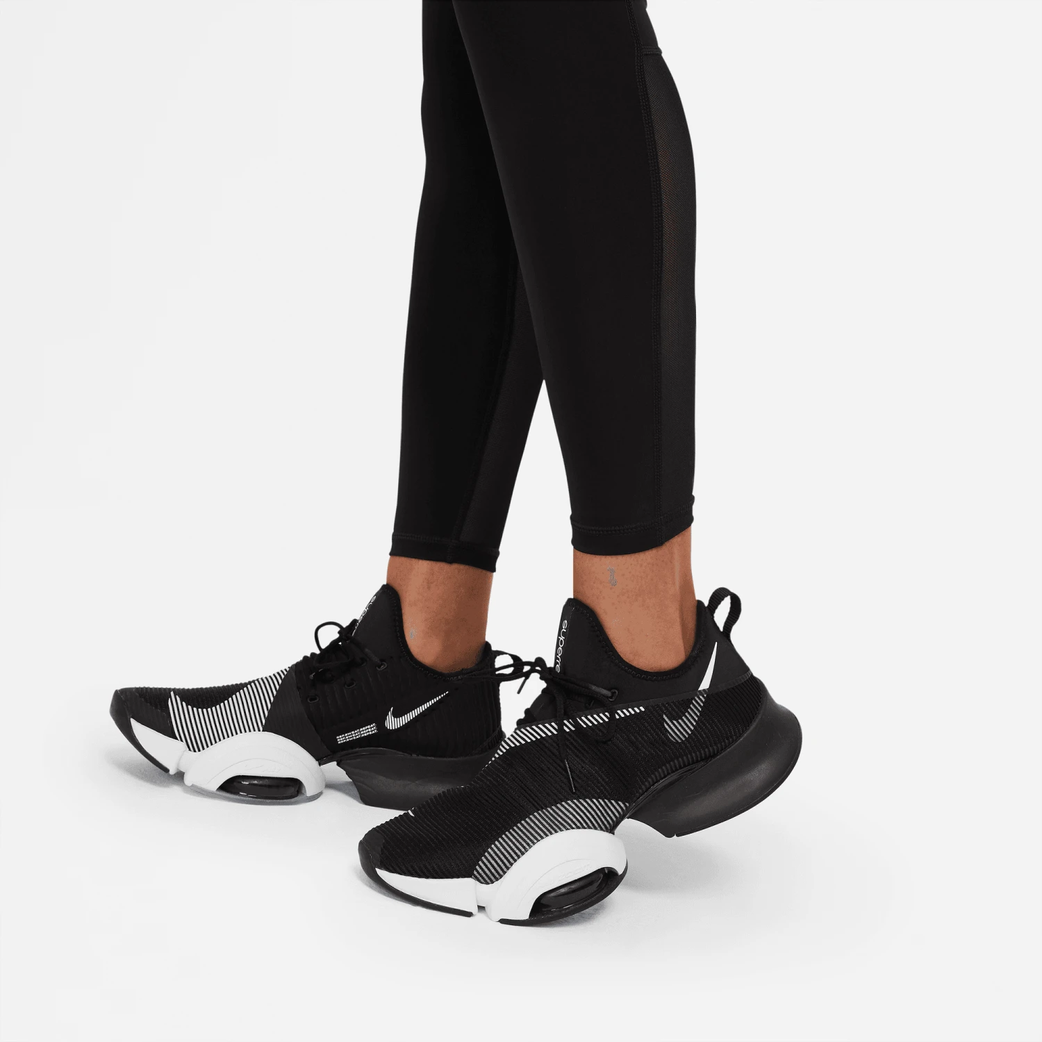 Nike Women's Pro Mid-Rise Mesh-Paneled Leggings (010 - Black/White) 8 Nike Women's Pro Mid-Rise Mesh-Paneled Leggings (010 - Black/White) - Image 8