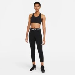 Nike Women's Pro Mid-Rise Crop Mesh-Panel Leggings (013 - Black/White) -TCRunning Shop AURORA CZ9803 013 PHSYM004 2000