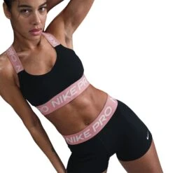 Nike Women's Pro 3" Training Shorts - Black/Elemental Pink/White -TCRunning Shop AURORA CZ9857 027 PHSYM002 2000