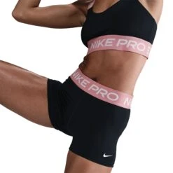 Nike Women's Pro 3" Training Shorts - Black/Elemental Pink/White -TCRunning Shop AURORA CZ9857 027 PHSYM003 2000