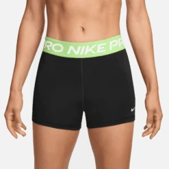 Nike Women's Pro 3" Training Shorts (Black/Barely Volt/White)