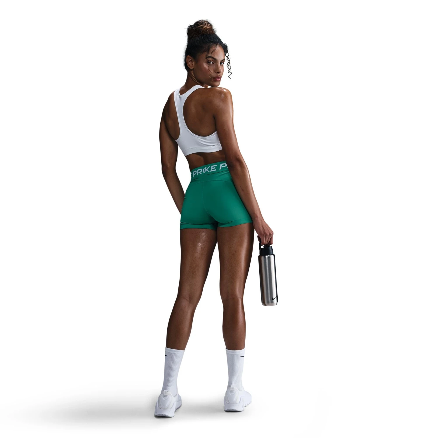 Nike Women's Pro 3" Shorts (326 - Stadium Green/White) 3 Nike Women's Pro 3" Shorts (326 - Stadium Green/White) - Image 3