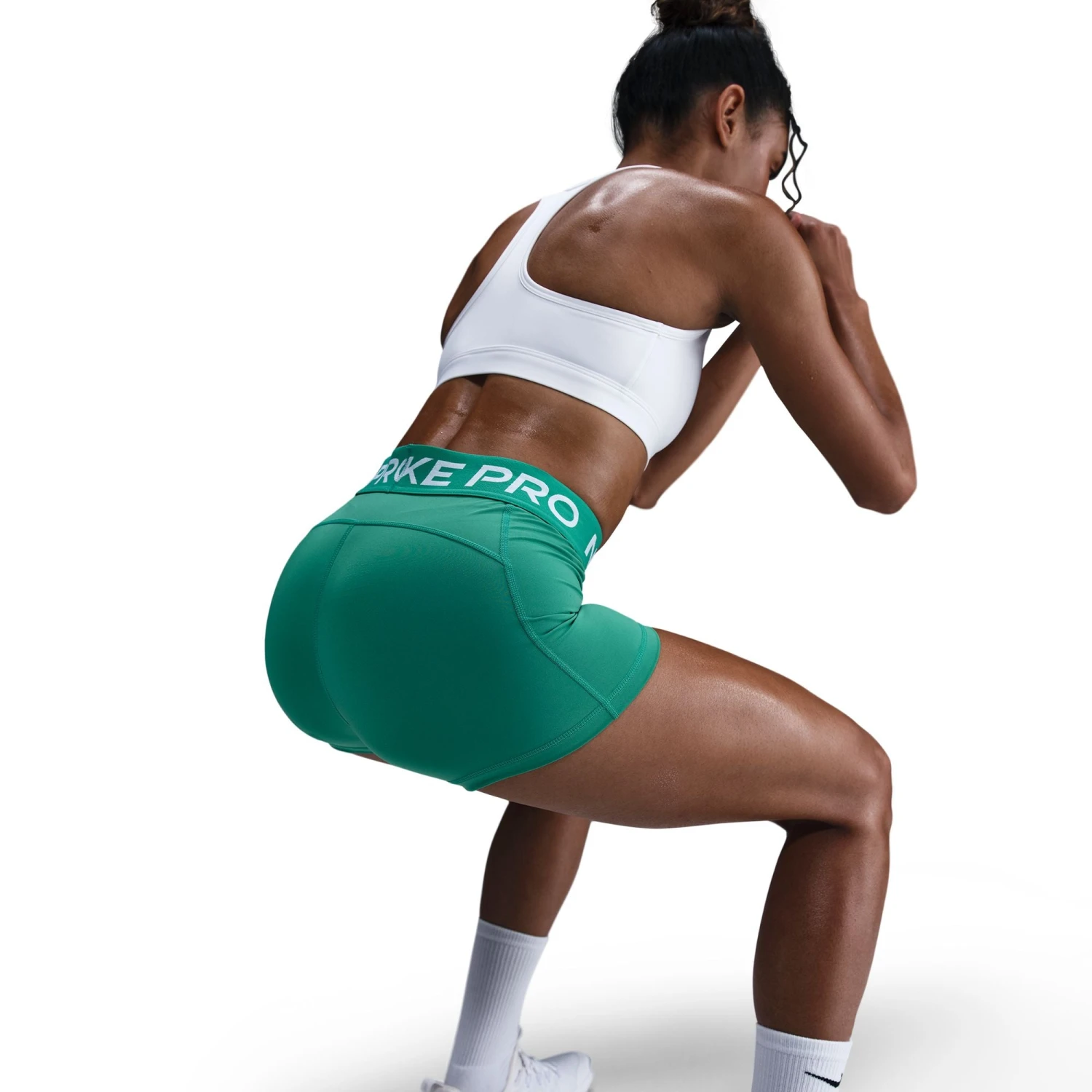 Nike Women's Pro 3" Shorts (326 - Stadium Green/White) 4 Nike Women's Pro 3" Shorts (326 - Stadium Green/White) - Image 4
