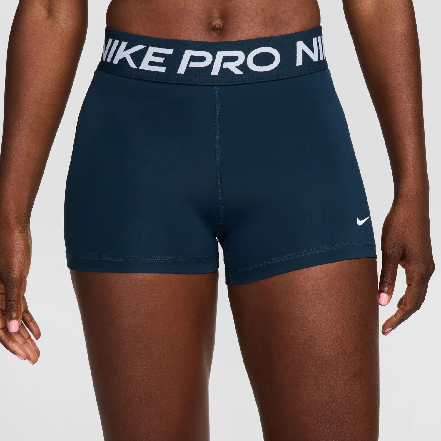 Nike Women's Pro 3" Training Shorts - Armory Navy/White 2 Nike Women's Pro 3" Training Shorts - Armory Navy/White - Image 2