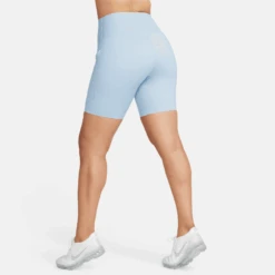 Nike Women’s Go Firm-Support High-Waisted 8” Shorts (441 - Light Armory Blue/Black) -TCRunning Shop AURORA DQ5923 441 PHSBM001 2000