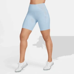 Nike Women’s Go Firm-Support High-Waisted 8” Shorts (441 - Light Armory Blue/Black)