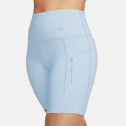 Nike Women’s Go Firm-Support High-Waisted 8” Shorts (441 - Light Armory Blue/Black) -TCRunning Shop AURORA DQ5923 441 PHSYM002 2000