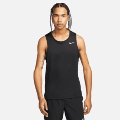 Nike Men's DRI-FIT Miler Running Tank (010 - Black/Reflective Silver)