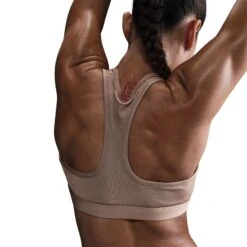 Nike Women’s Swoosh Medium Support Sports Bra (233 - Mink Brown/White) -TCRunning Shop AURORA DX6821 233 PHSYM002 2000