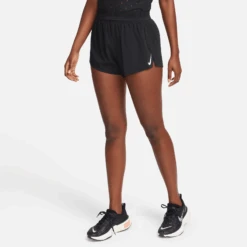Nike Women's DRI-FIT ADV Aeroswift Mid-Rise Brief-Lined 3" Running Shorts (010 - Black/White)