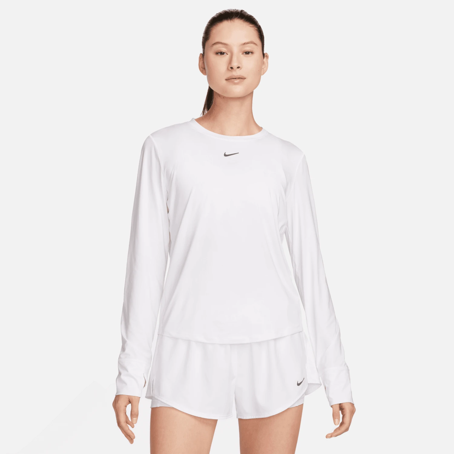 Nike Women's One Classic DRI-FIT Long-Sleeve Top (100 - White/Black) 1 Nike Women's One Classic DRI-FIT Long-Sleeve Top (100 - White/Black)