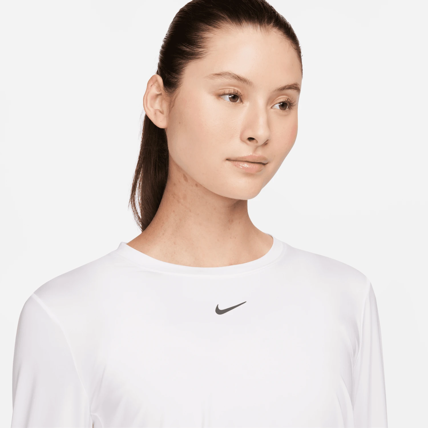 Nike Women's One Classic DRI-FIT Long-Sleeve Top (100 - White/Black) 3 Nike Women's One Classic DRI-FIT Long-Sleeve Top (100 - White/Black) - Image 3