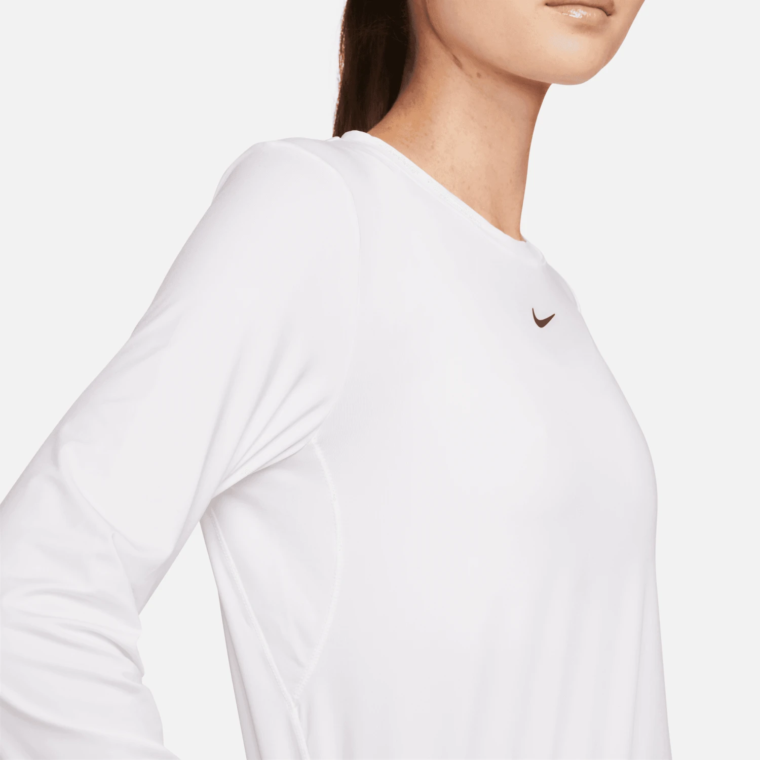 Nike Women's One Classic DRI-FIT Long-Sleeve Top (100 - White/Black) 4 Nike Women's One Classic DRI-FIT Long-Sleeve Top (100 - White/Black) - Image 4