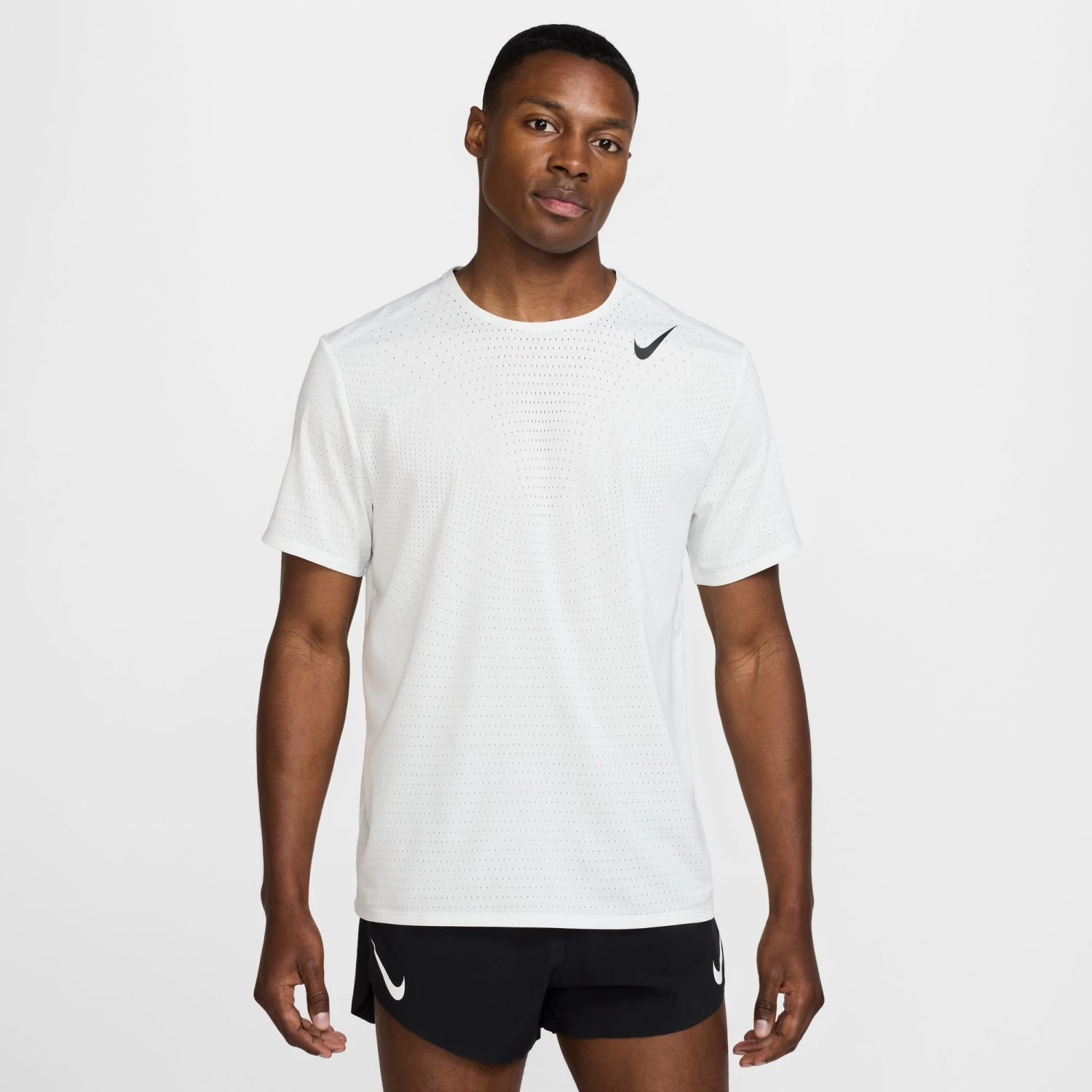 Nike Men's AeroSwift Dri-FIT ADV Short-Sleeve Running Top (121 - Summit White/Black) 1 Nike Men's AeroSwift Dri-FIT ADV Short-Sleeve Running Top (121 - Summit White/Black)