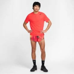 Nike Men's AeroSwift Dri-FIT ADV Short-Sleeve Running Top (696 - LT Crimson/Black) -TCRunning Shop AURORA HJ3377 696 PHSYM004 2000