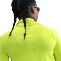 Nike Women's Swift Dri-FIT UV 1/4-Zip Running Top (389 - Cyber/Heater/Reflective Silver) -TCRunning Shop AURORA HQ0499 389 PHSYM002 2000