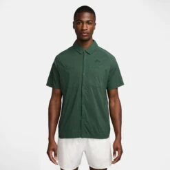 Nike Men's Trail Dri-FIT UV Running Button-Up Shirt (323 - Fir/Fir/Black)