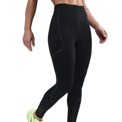 Nike Women's Swift High-Waisted 7/8 Running Leggings W/ Reflective Accents (010 - Black/Dark Smoke Grey)