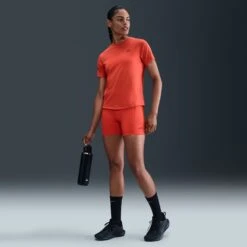 Nike Women's Dri-FIT High-Waisted 4" Tight Running Shorts (633 - Picante Red/Black) -TCRunning Shop AURORA HV2352 633 PHSFMG01 2000