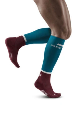 CEP Men's Run Tall 4.0 High-Performance Compression Socks - Petrol/Dark Red