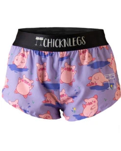 ChicknLegs Women's Piggies 1.5" Split Running Shorts