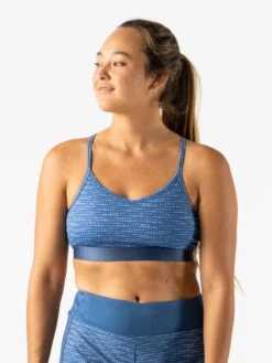 Women's Strappy Pocket Bra (True Navy Geo Dot)