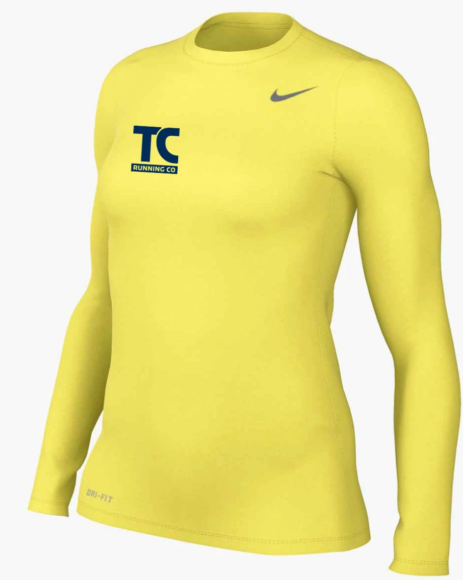 Nike Women's Legend Long Sleeve Tee - Yellow Strike/Navy 1 Nike Women's Legend Long Sleeve Tee - Yellow Strike/Navy