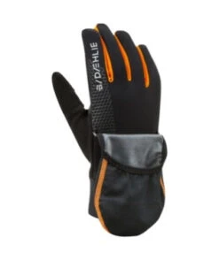 Windproof Ski Gloves with Convertible Mitten Cover - Black