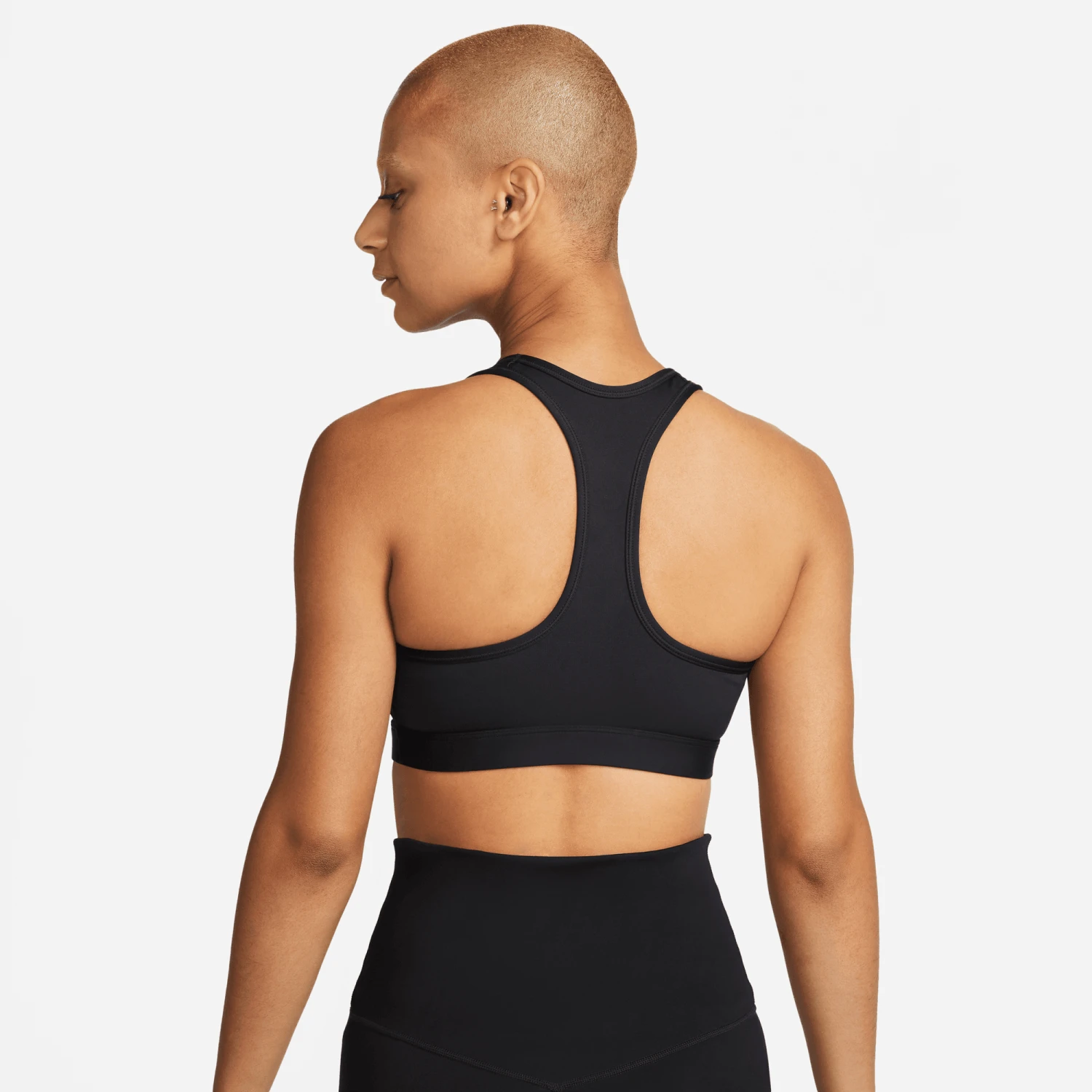 Nike Women’s Swoosh Medium Support Sports Bra (010 - Black/White) 2 Nike Women’s Swoosh Medium Support Sports Bra (010 - Black/White) - Image 2
