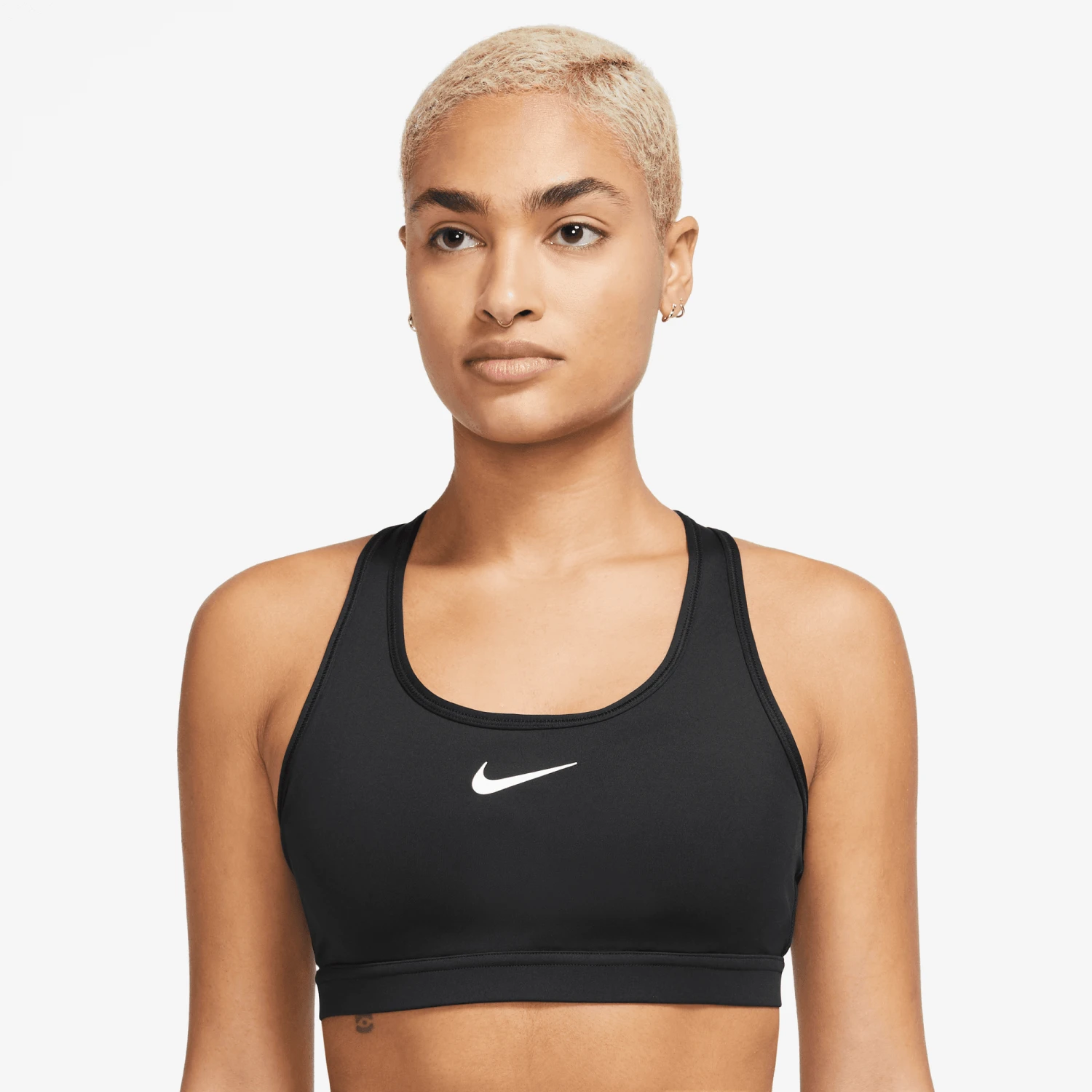Nike Women’s Swoosh Medium Support Sports Bra (010 - Black/White) 1 Nike Women’s Swoosh Medium Support Sports Bra (010 - Black/White)
