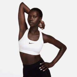 Nike Women’s Swoosh Medium Support Sports Bra - White/Stone Mauve