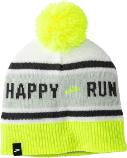 BROOKS Unisex Heritage Pom Beanie (143 - Run Happy White)