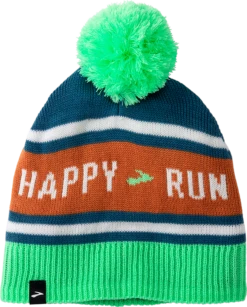 BROOKS Unisex Heritage Pom Beanie - Run Happy Dark Ocean