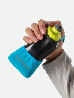 Nathan QuickSqueeze Lite 12oz Handheld Running Water Bottle - Finish Lime/Blue Me Away -TCRunning Shop NS40160 50017 12oz QuickSqueezeLite12 onBody 1 1512x a6276c02 f192 426a 93d9 566496cb03c8