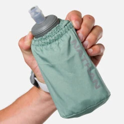 Nathan Pinnacle Soft Flask Handheld 18oz - Sage Green/Reflective Silver -TCRunning Shop NS70700 50213 Pinnacle 18ozSoftFlask onBody 1 1000x 774914e9 0bc9 49ca a933 4577b7b13081