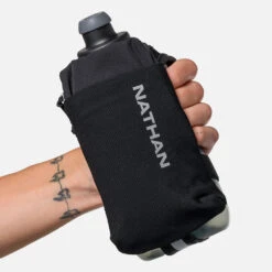 Nathan SpeedDraw 2 Handheld Flask 18oz (Black/Reflective Silver) -TCRunning Shop NS70840 00010 SpeedDraw2 18ozFlask onBody 1 1000x d8b0f687 4e42 4fea b673 419ce3ebd2c2