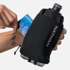 Nathan SpeedDraw 2 Handheld Flask 18oz (Black/Reflective Silver) -TCRunning Shop NS70840 00010 SpeedDraw2 18ozFlask onBody 3 1000x 01be0a88 7806 46a6 9bb6 b31a86433fa7