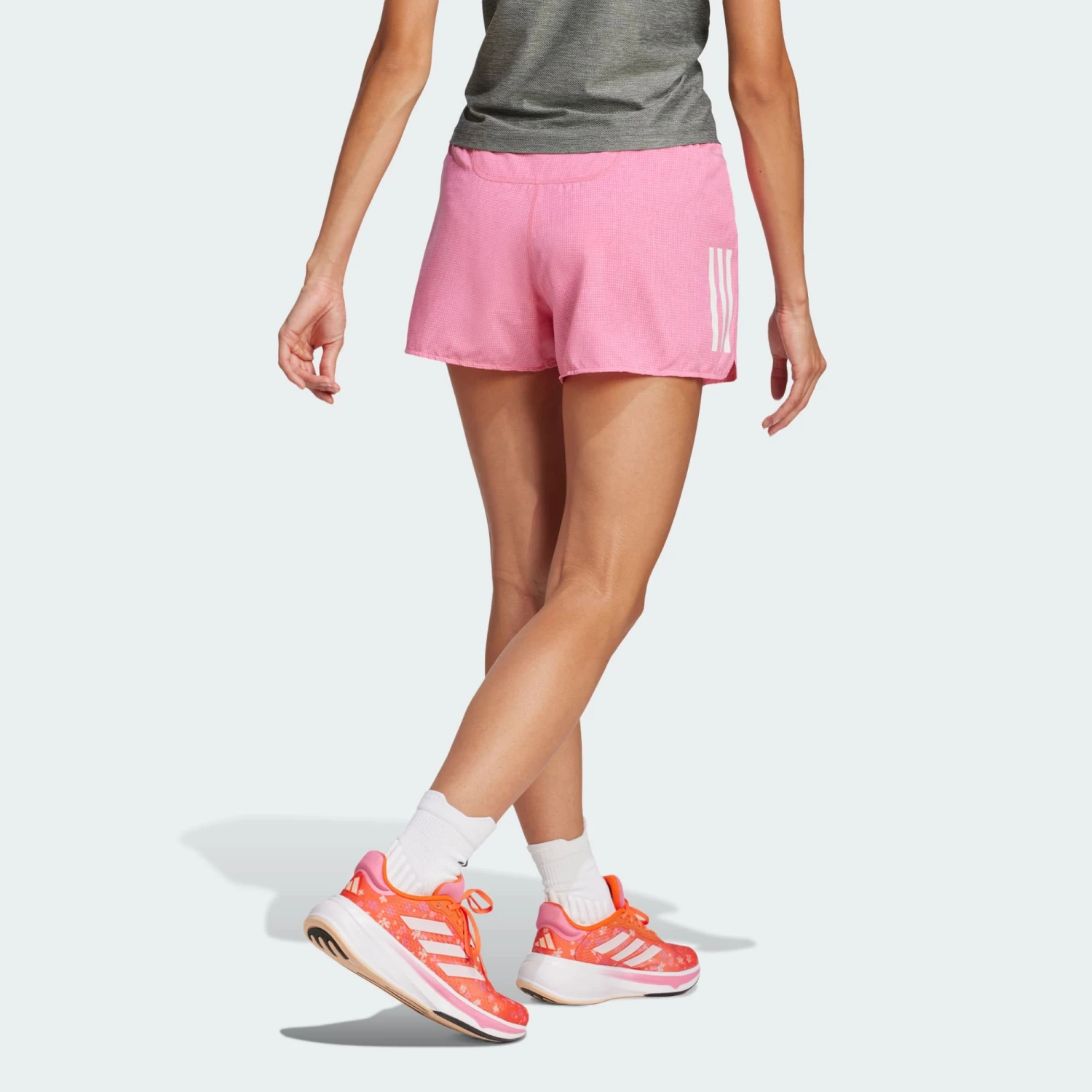 Adidas Women's OTR Base Running Shorts - Pink Fusion/White Melange 2 Adidas Women's OTR Base Running Shorts - Pink Fusion/White Melange - Image 2